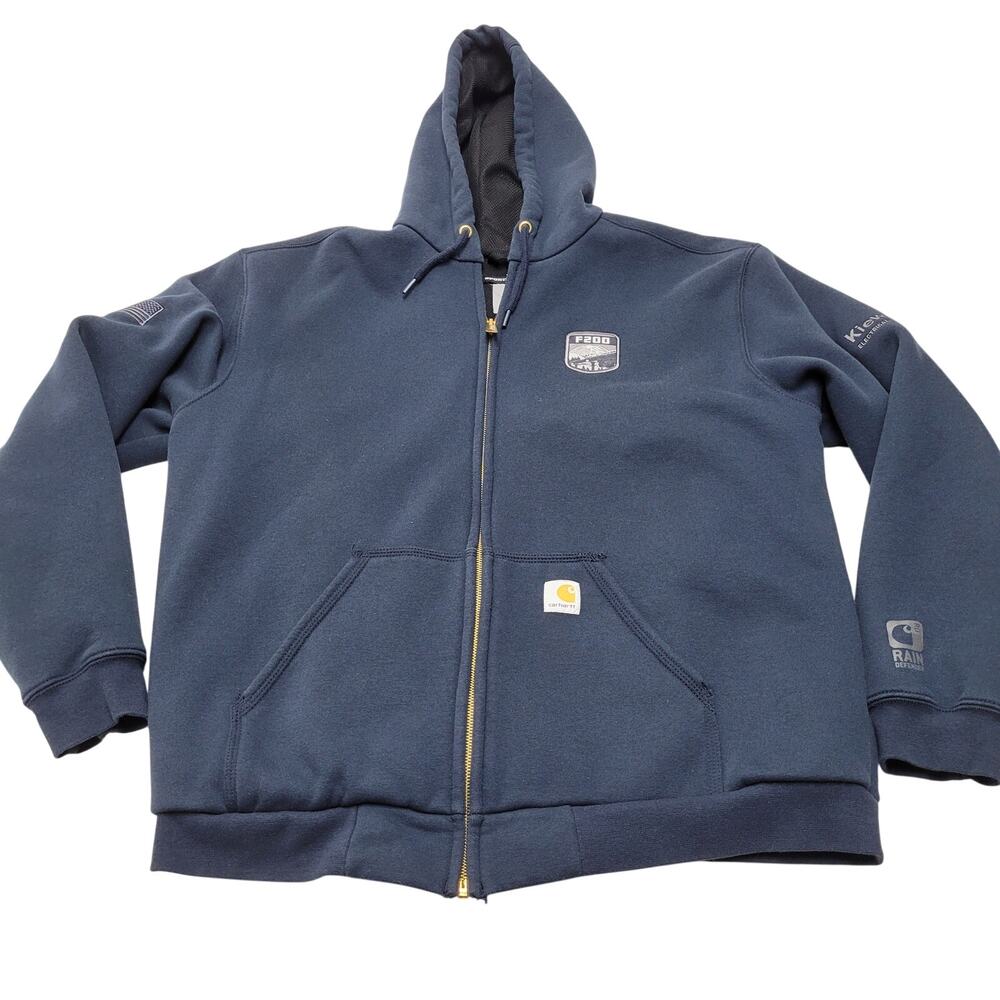 Carhartt Rain Defender Rutland therma lined navy blue zip hoodie sweatshirt